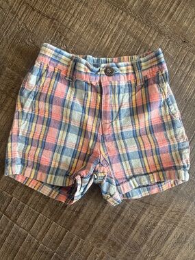 Janie and Jack Casual Plaid Bermuda Shorts in Pastel Pink & Blue 12-18m